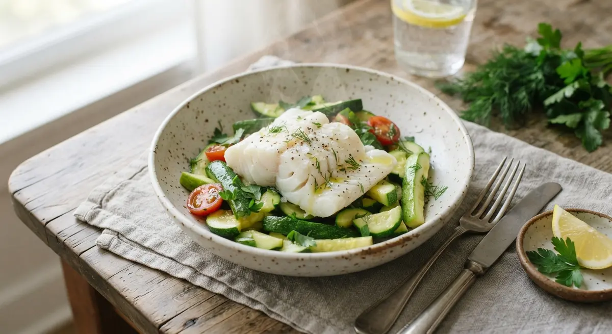 Steamed Zucchini & White Fish